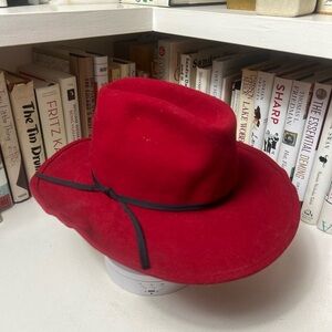 Red Hat with Extra Large Brim – Size 6 3/8 (52 cm) Bold, Stylish, & Eye-Catching